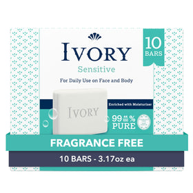Ivory sensitive front packaging showing clean design and family-friendly benefits
