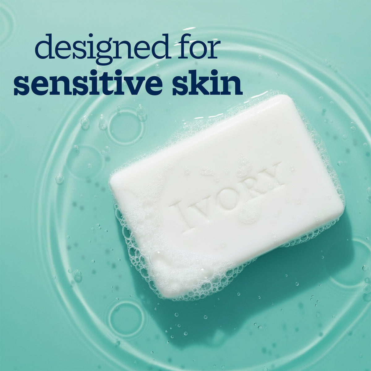 Ivory sensitive single bar close-up highlighting smooth texture and mildness