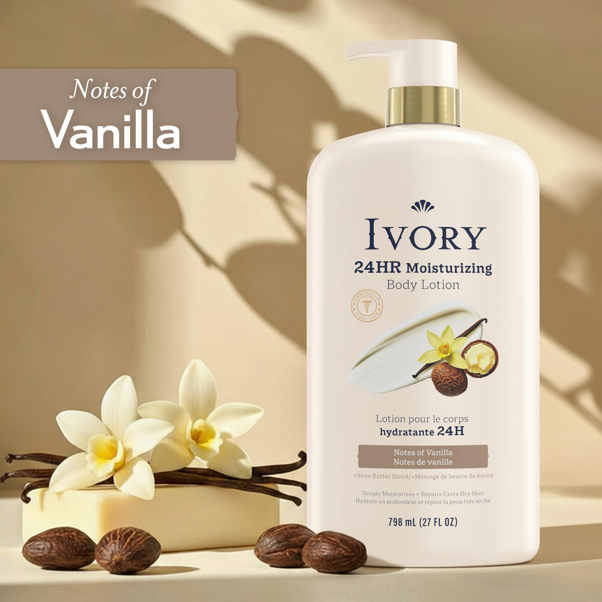 Ivory shea blend ingredient shot highlighting deep nourishment benefit