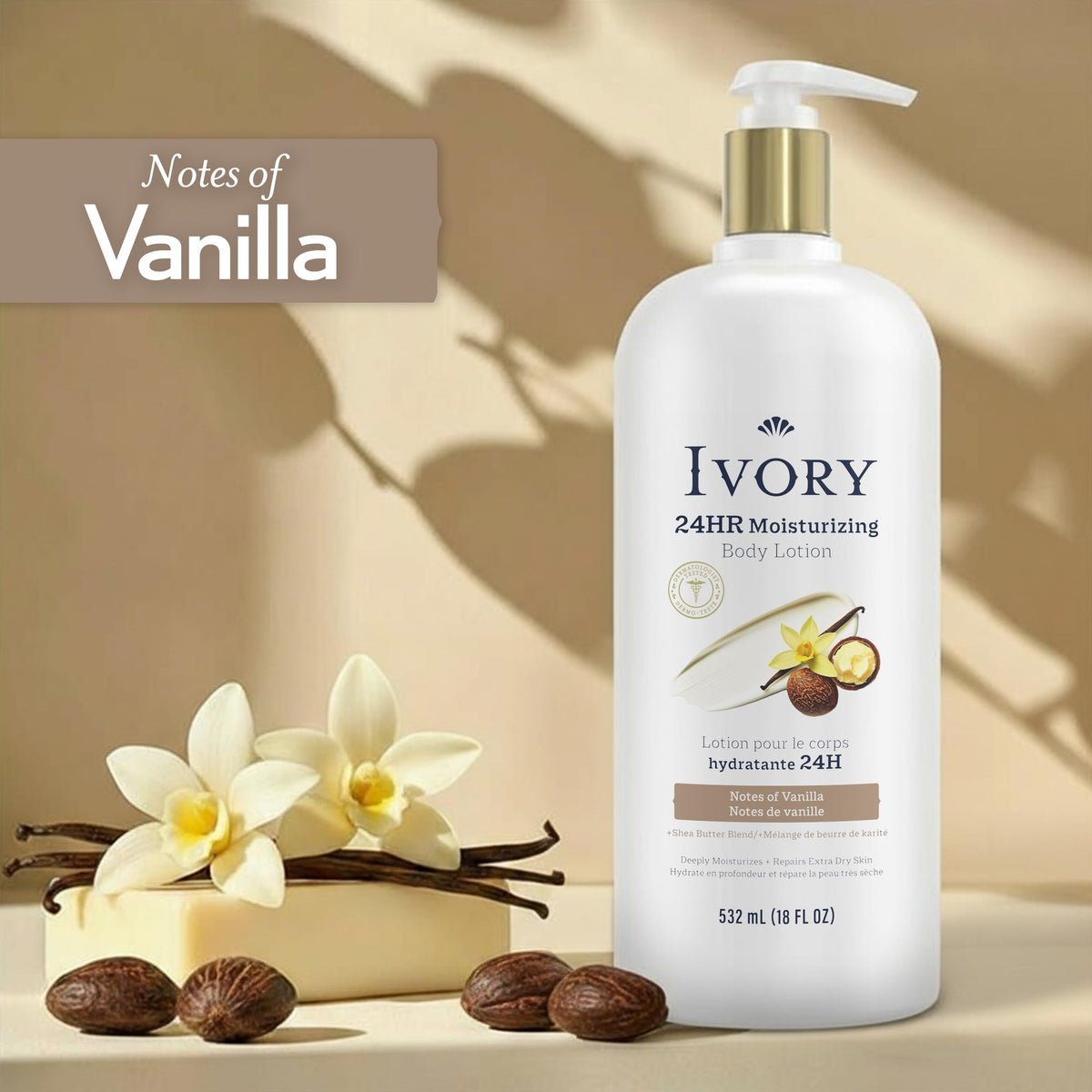 Ivory shea butter ingredient visual highlighting deep moisturizing benefit