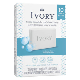 Ivory single bar close-up showing smooth texture and gentle cleanse benefit