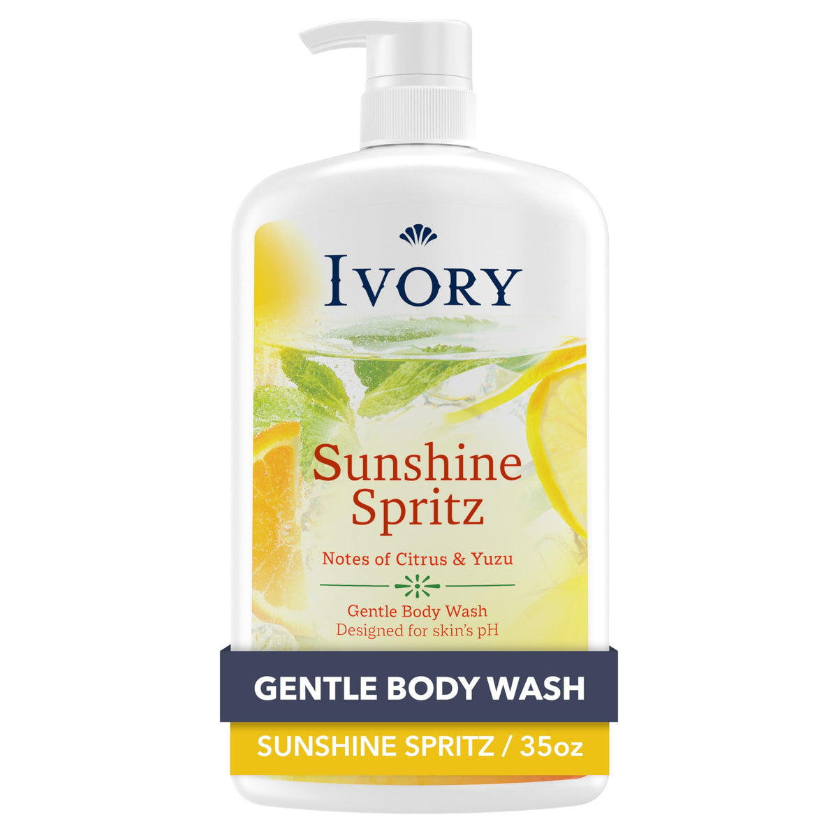 Ivory front packaging showing Sunshine Spritz scent and gentle formula benefit