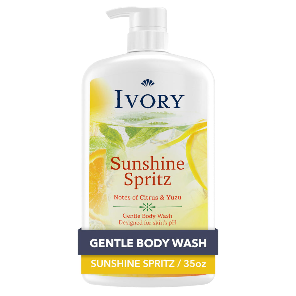 Ivory front packaging showing Sunshine Spritz scent and gentle formula benefit
