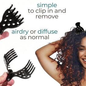Ivyu clips used with a diffuser showing enhanced lift while drying