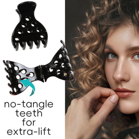 Ivyu clips placed in curly hair showing natural volume and quick styling