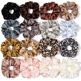 Ivyu front packaging showing 16 satin scrunchies and a colorful selection of ties