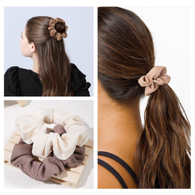 Ivyu scrunchie in a high pony showing crease-free, comfortable hold