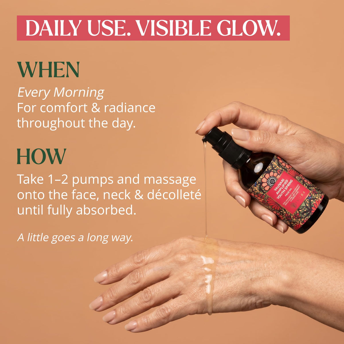 Label and ingredient list on bottle with The Ayurveda Experience highlighting natural formulation