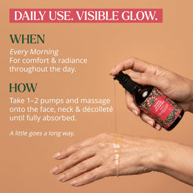 Label and ingredient list on bottle with The Ayurveda Experience highlighting natural formulation
