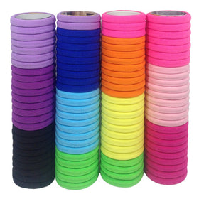 J-MEE front packaging showing 100-piece hair bands and mixed colors for versatile styling