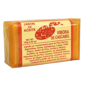 JABON DE ACEITE VIBORA DE CASCABEL label detail with ingredient list visible for informed shoppers benefit