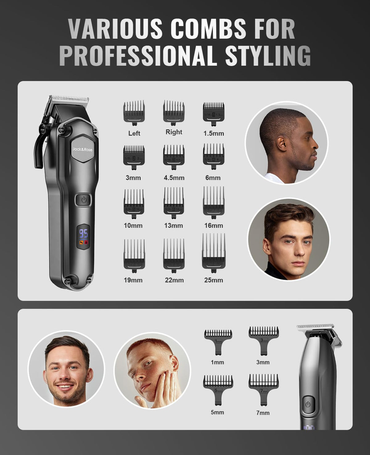 Jack & Rose laid out accessories including combs, oil, brushes and pouch for organized grooming
