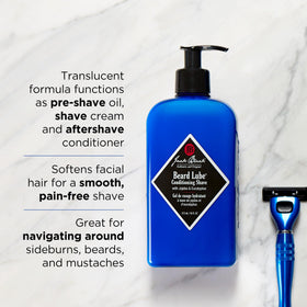 Jack Black close-up of translucent Beard Lube texture illustrating lightweight glide