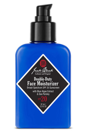 Jack Black front packaging showing bottle and SPF 20, easy daily protection