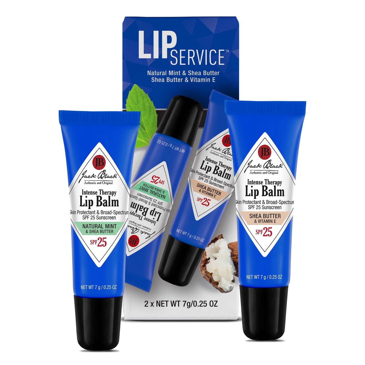 Jack Black front packaging duo showing both SPF 25 balms for convenience