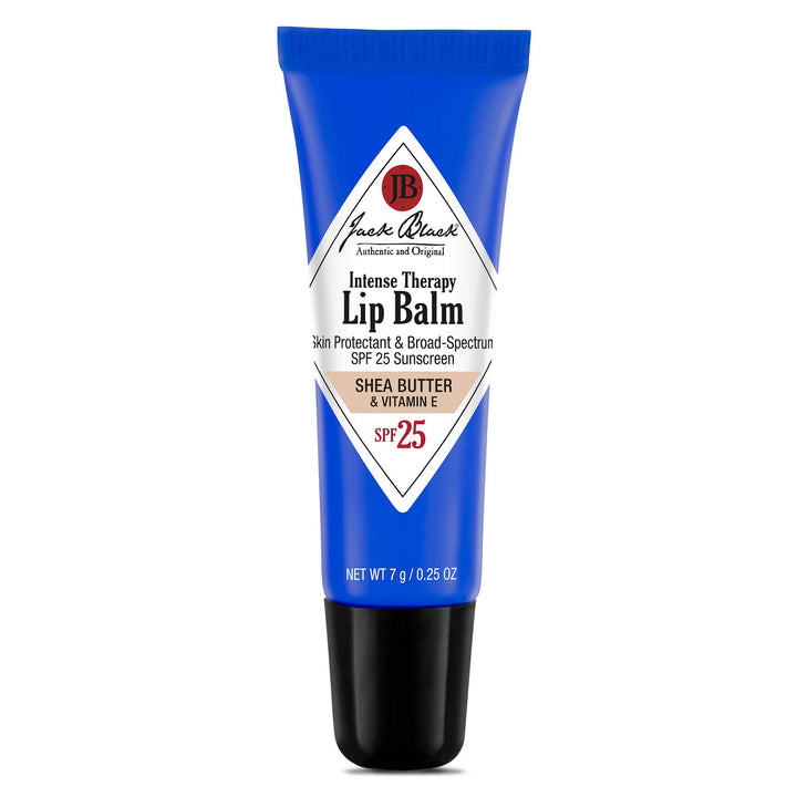 Jack Black front packaging of Intense Therapy Lip Balm SPF 25 showing compact tube and branding benefit sun protection