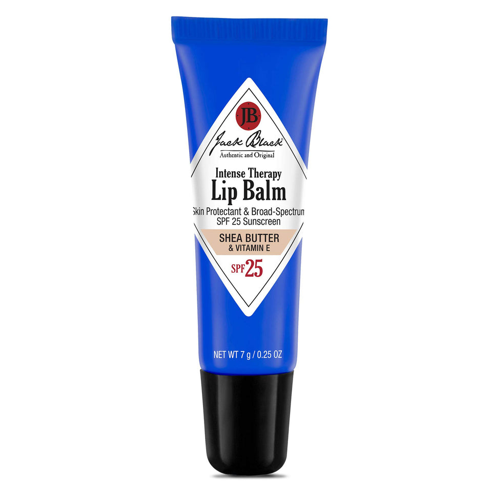 Jack Black front packaging of Intense Therapy Lip Balm SPF 25 showing compact tube and branding benefit sun protection