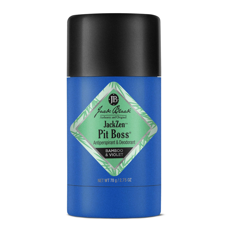 Jack Black front packaging of JackZen Pit Boss showing stick and label, conveys reliable protection