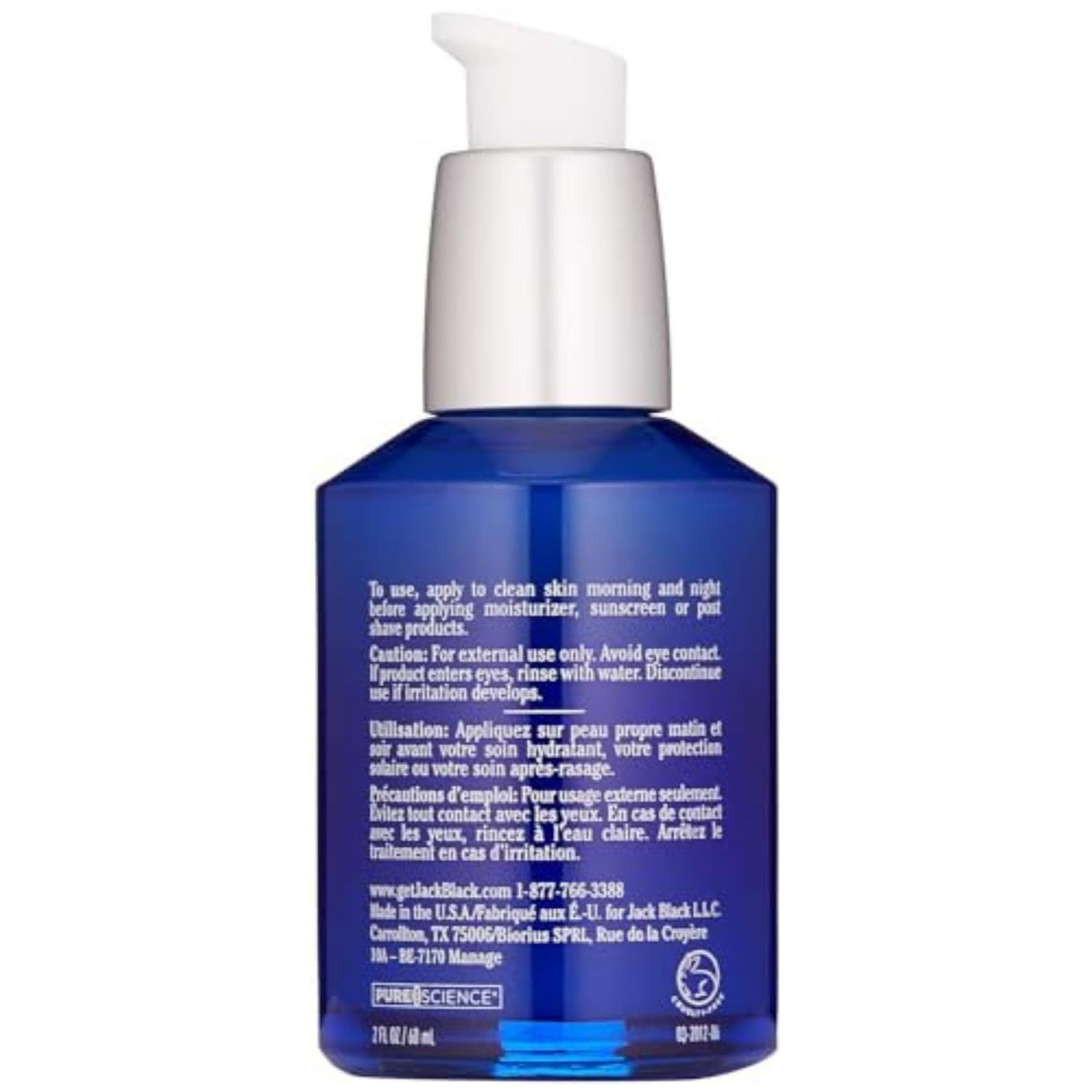 Jack Black pump dispensing serum for controlled application benefit