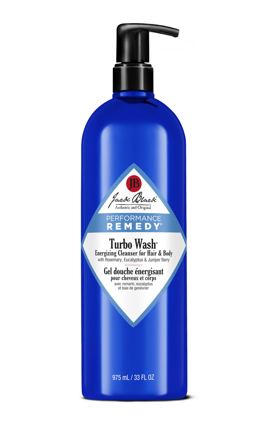 Jack Black Turbo Wash front label showing product and size benefit