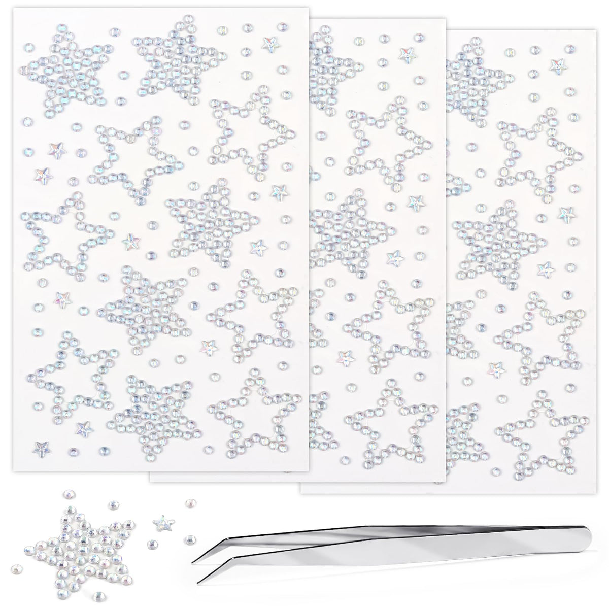 Jacnkb front packaging showing three sheets and tweezers, clear organization benefit