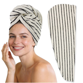 Jacquotha turban next to gym items showing ideal use after workouts and pool sessions