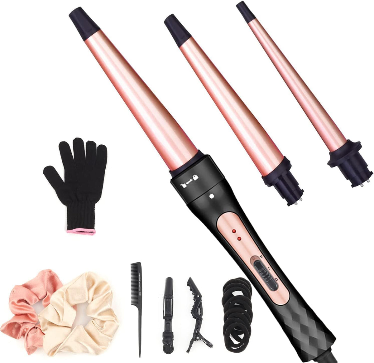 JAETON front packaging of curling wand set showing kit and contents for versatile styling
