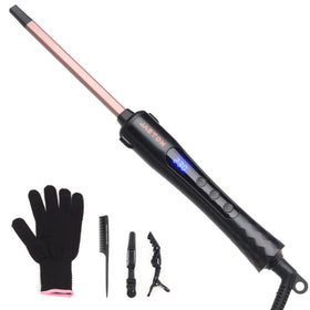 JAETON front view showing compact curling wand and packaging, ideal travel styling
