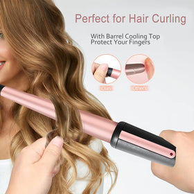 JAETON in use with woman curling hair for quick salon-style waves benefit time-saving