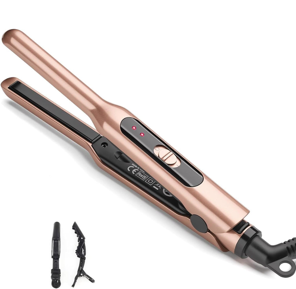 JAETON mini flat iron front view showing compact design and controls for precise styling
