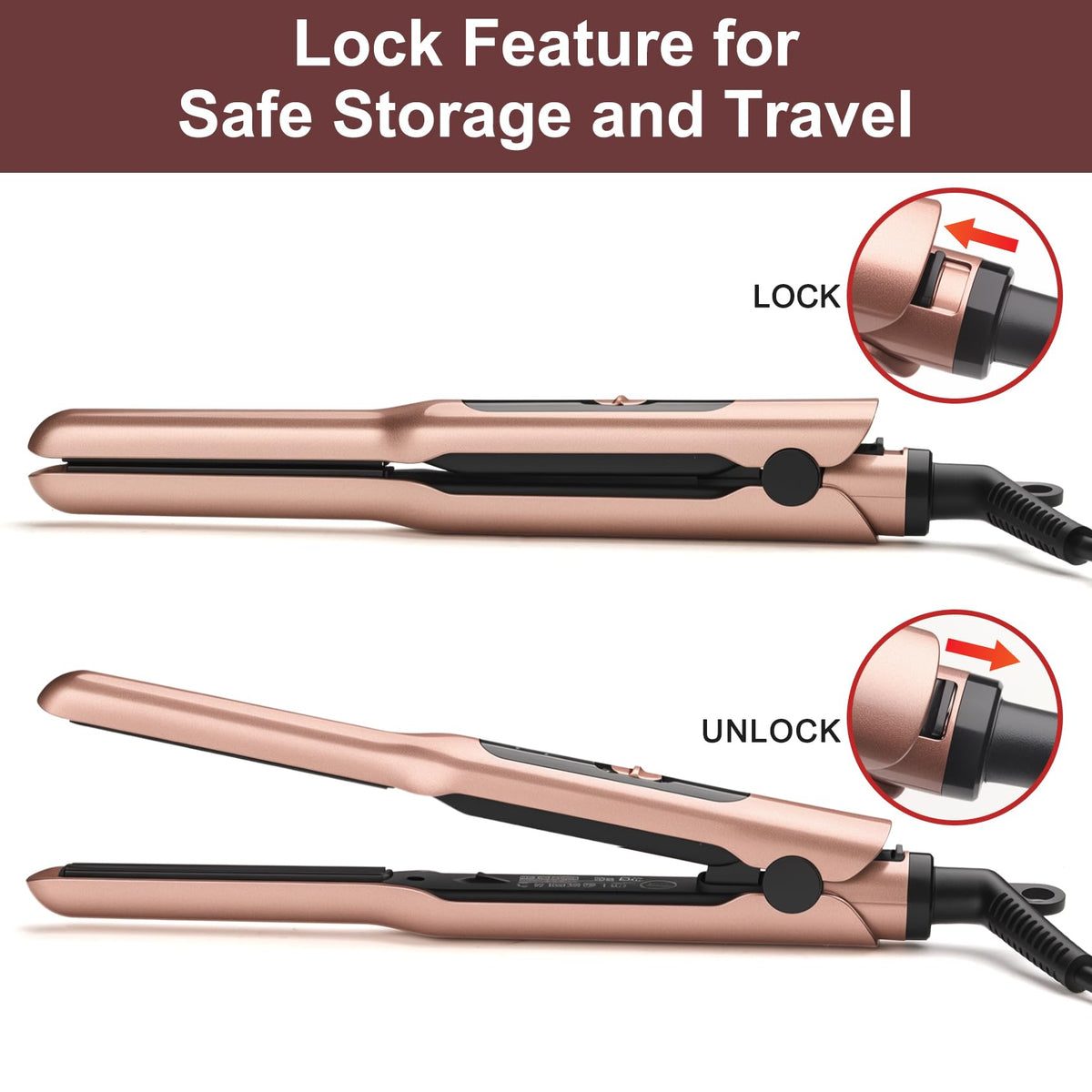 JAETON mini flat iron neatly packed in a travel bag ready for international trips