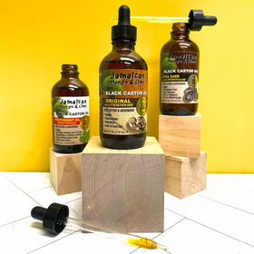 Jamaican Mango & Lime bottle staged in bathroom showing daily routine benefit