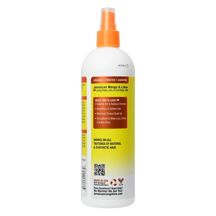 Jamaican Mango & Lime being sprayed at scalp under braids, demonstrates targeted cooling relief and maintenance
