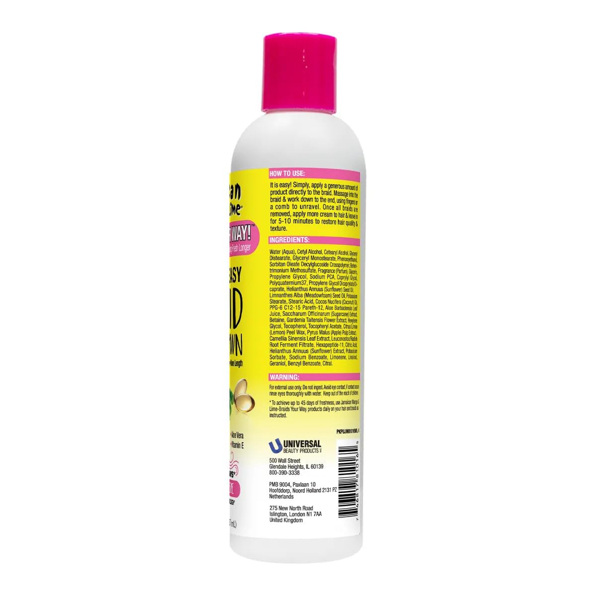 Jamaican Mango & Lime applied while hands unravel braids reducing tangles and breakage
