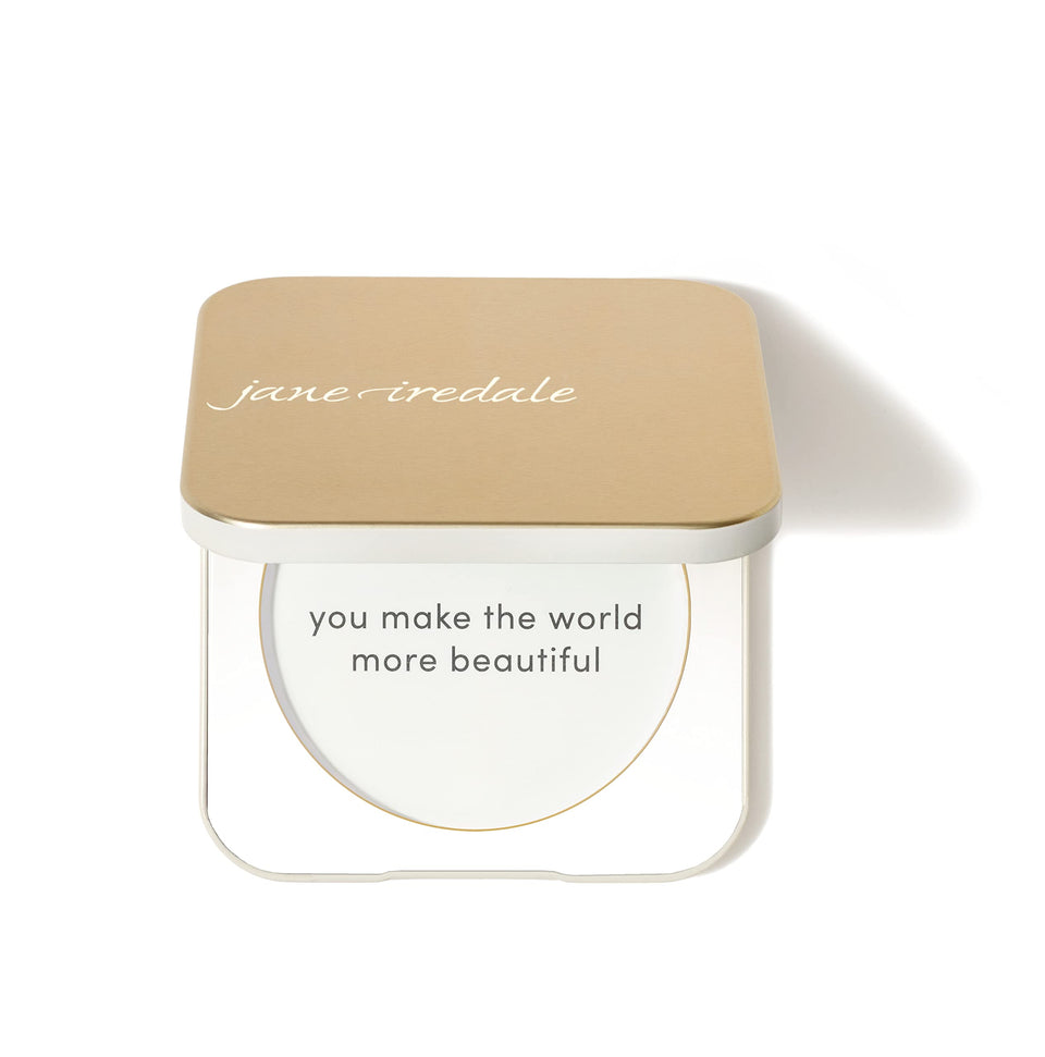 jane iredale compact front view gold showing sleek aluminum case and polished finish for durability
