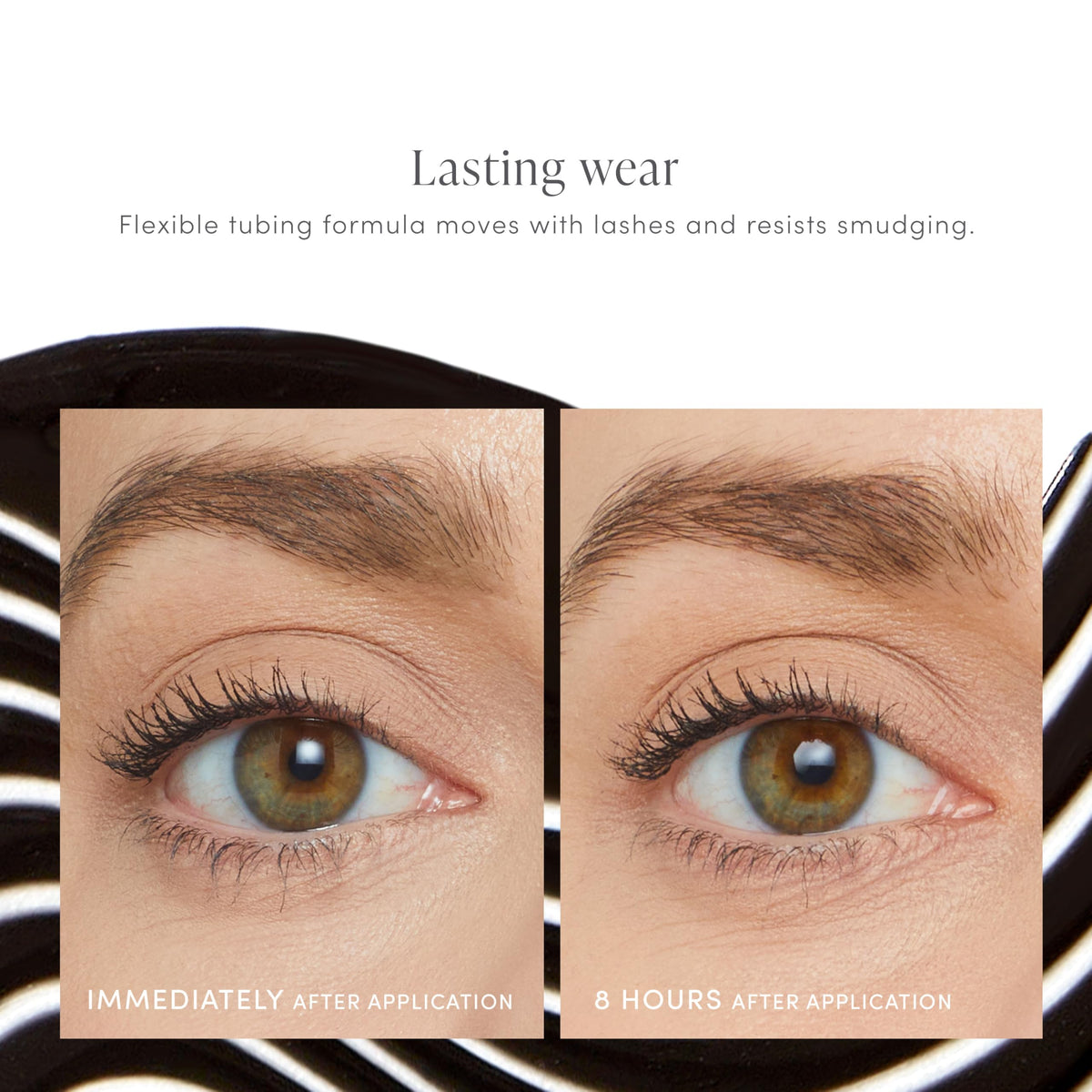 jane iredale removal with warm water illustrating easy tubed lash slip-off