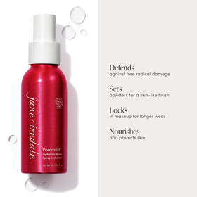jane iredale close-up of fine mist illustrating even hydration and non-streaky finish