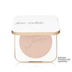 jane iredale brush picking up satin powder demonstrating buildable coverage application benefit