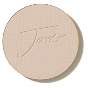 jane iredale front-facing refill pan showing satin shade and smooth surface benefit even coverage