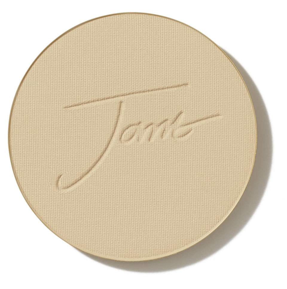 jane iredale front pan view showing warm sienna shade and clean packaging for easy replacement