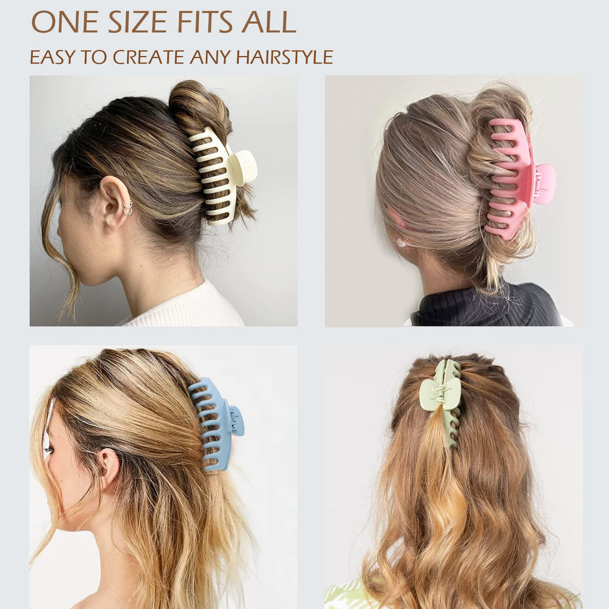 JANFUN flower clip securing hair in a bun, demonstrating comfortable non-slip hold