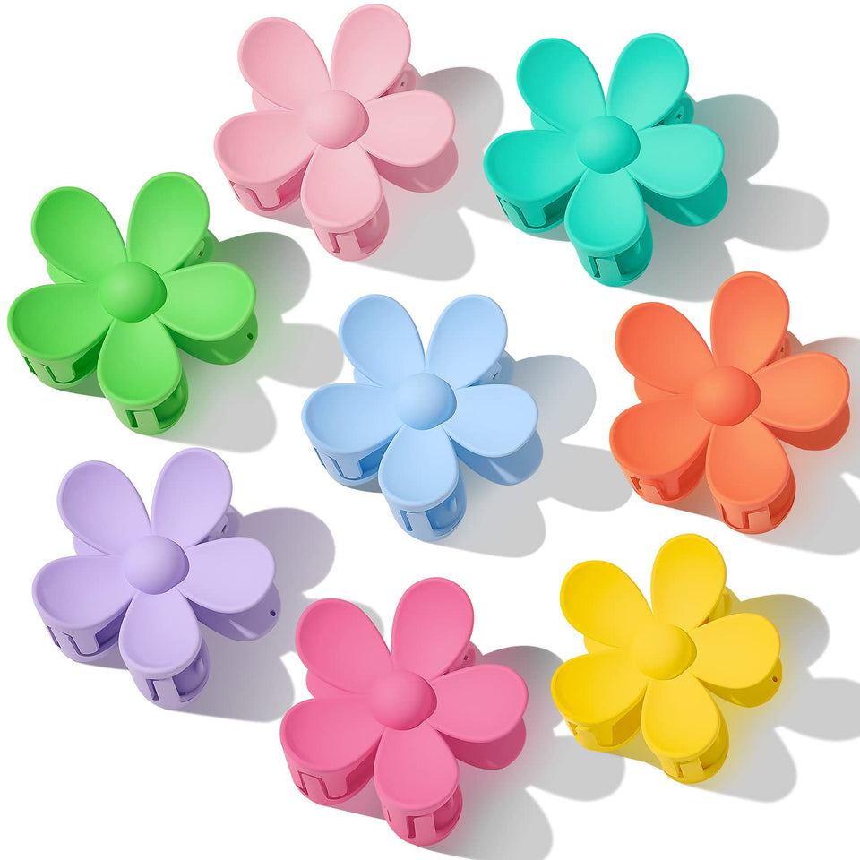 JANFUN front packaging of eight flower clips showing color variety and gift-ready box