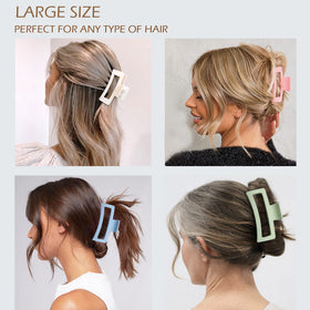 JANFUN rectangle clip beside ruler showing size and suitability for thick hair