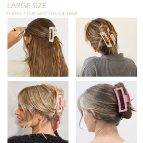 JANFUN clip beside a hand to show scale and large size suitable for thick hair