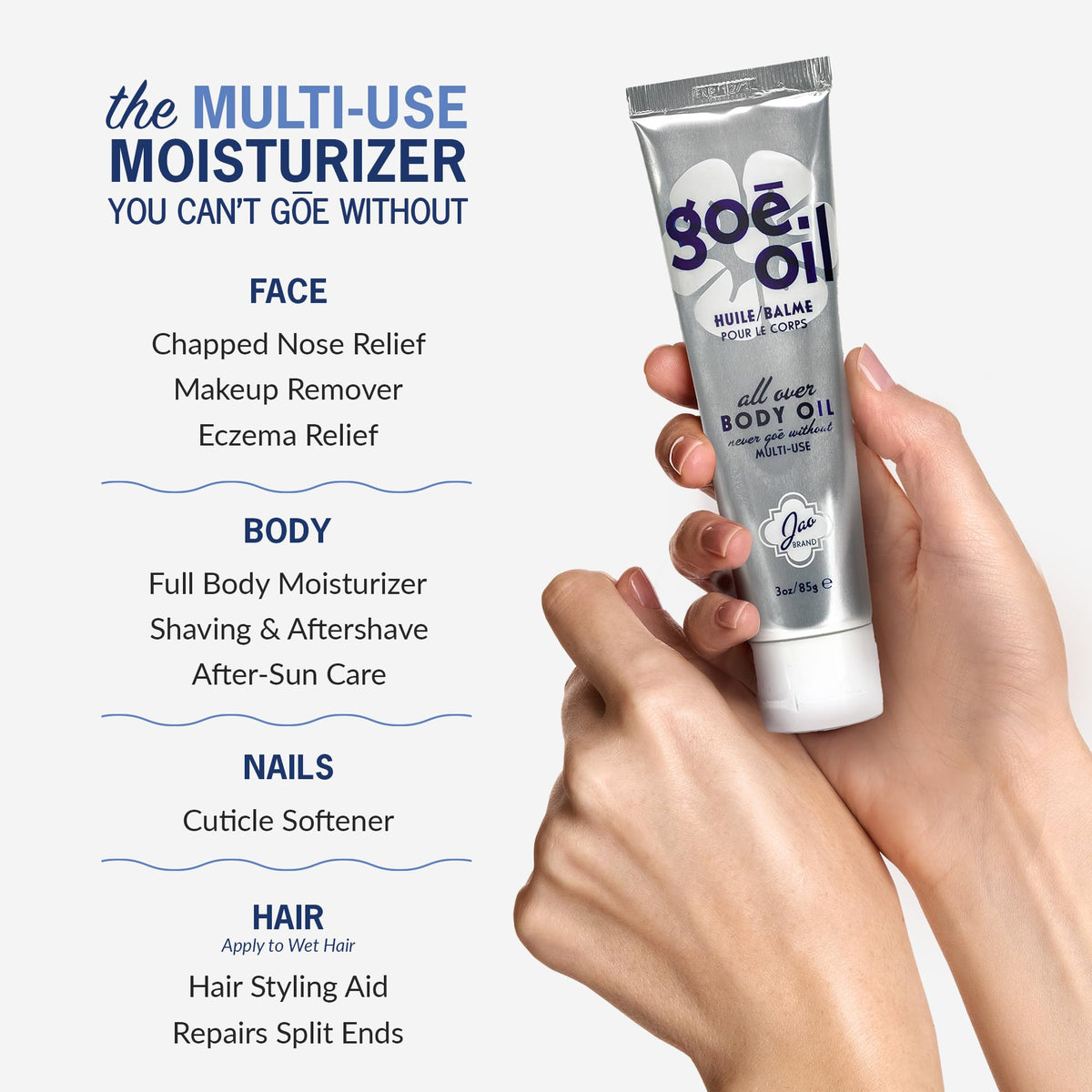 Jao Goē Oil with botanical ingredients displayed to highlight plant-based benefits