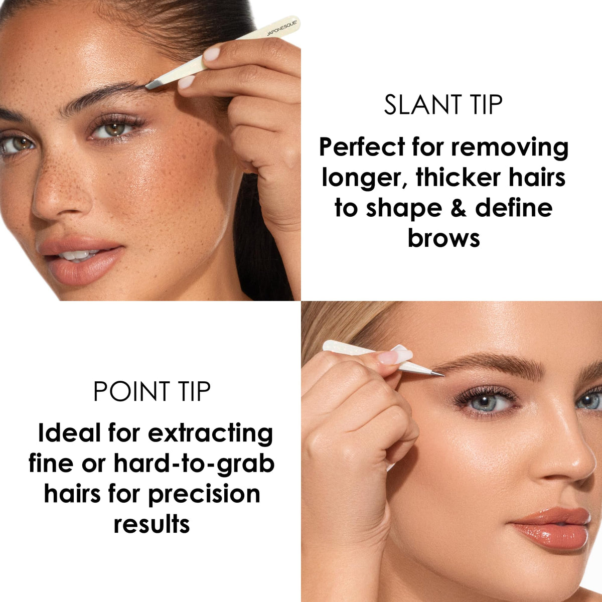 JAPONESQUE before-and-after brow shaping comparison illustrating neat defined arches
