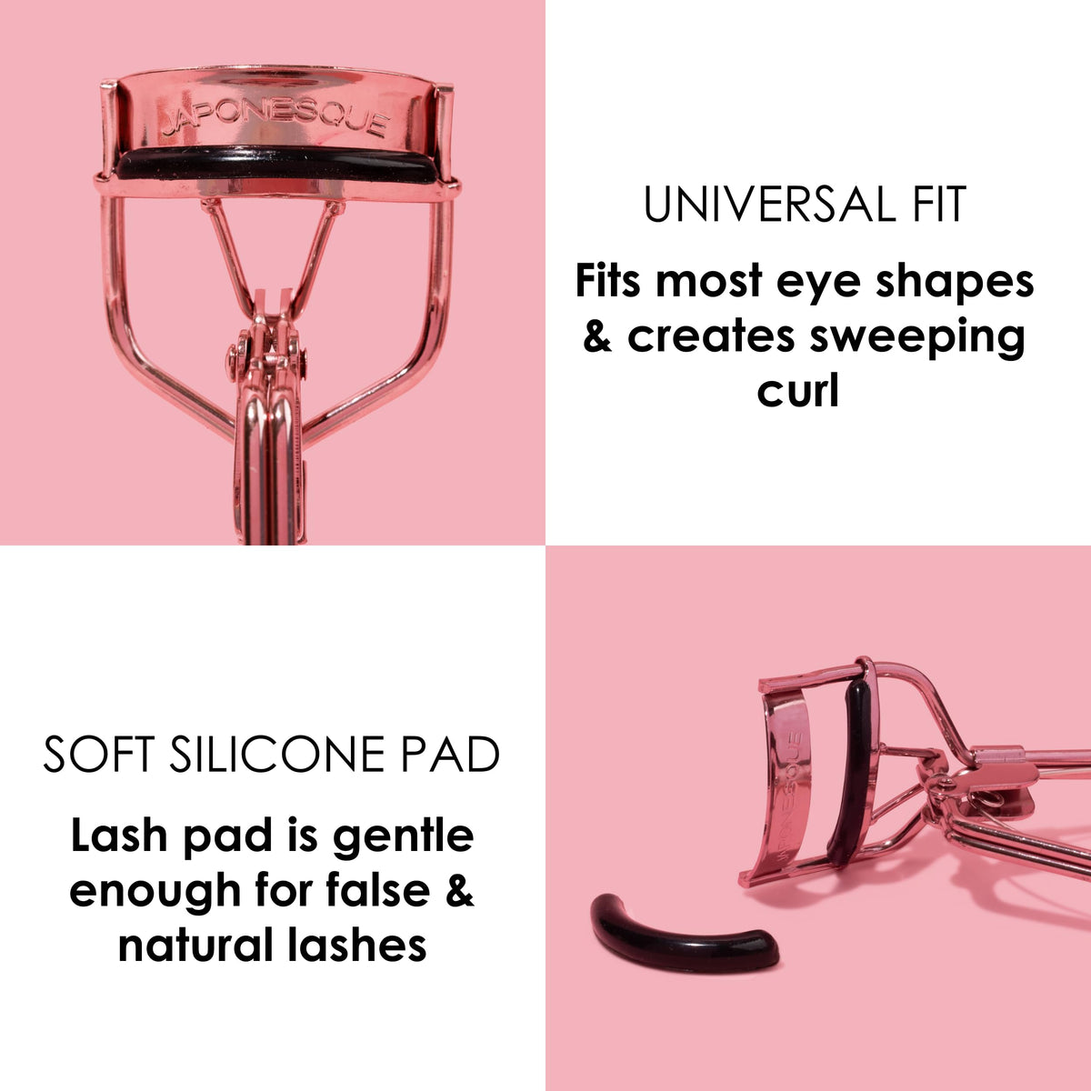 JAPONESQUE close-up of soft lash pad for cushioned curling benefit