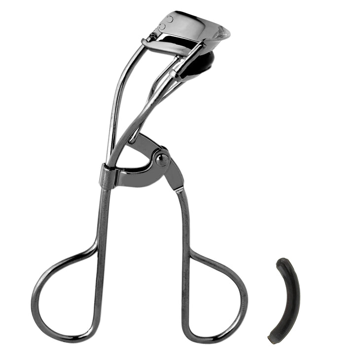JAPONESQUE front view of gunmetal curler showing high-arch design and precision.