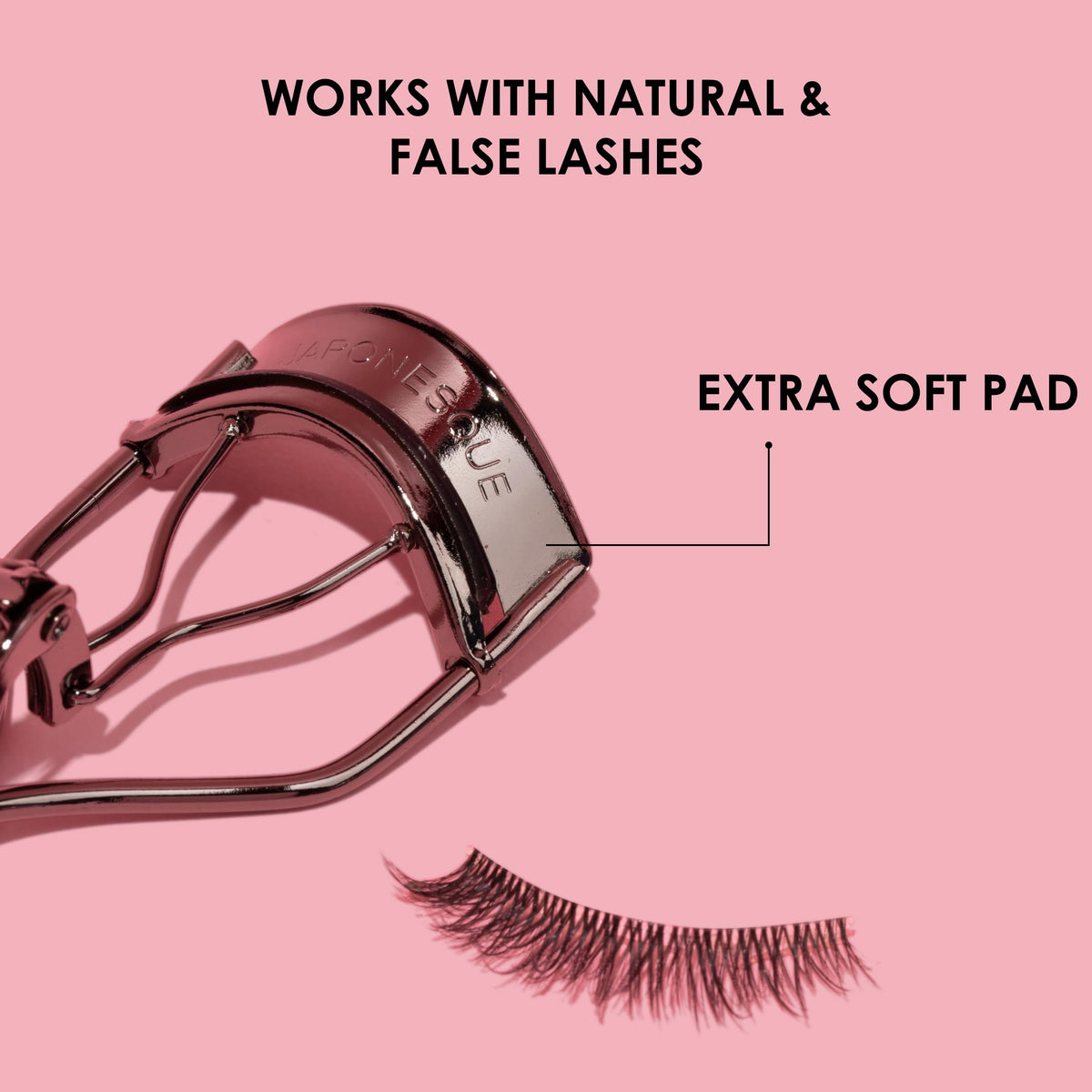 JAPONESQUE curler on makeup table suggesting easy integration into routine.