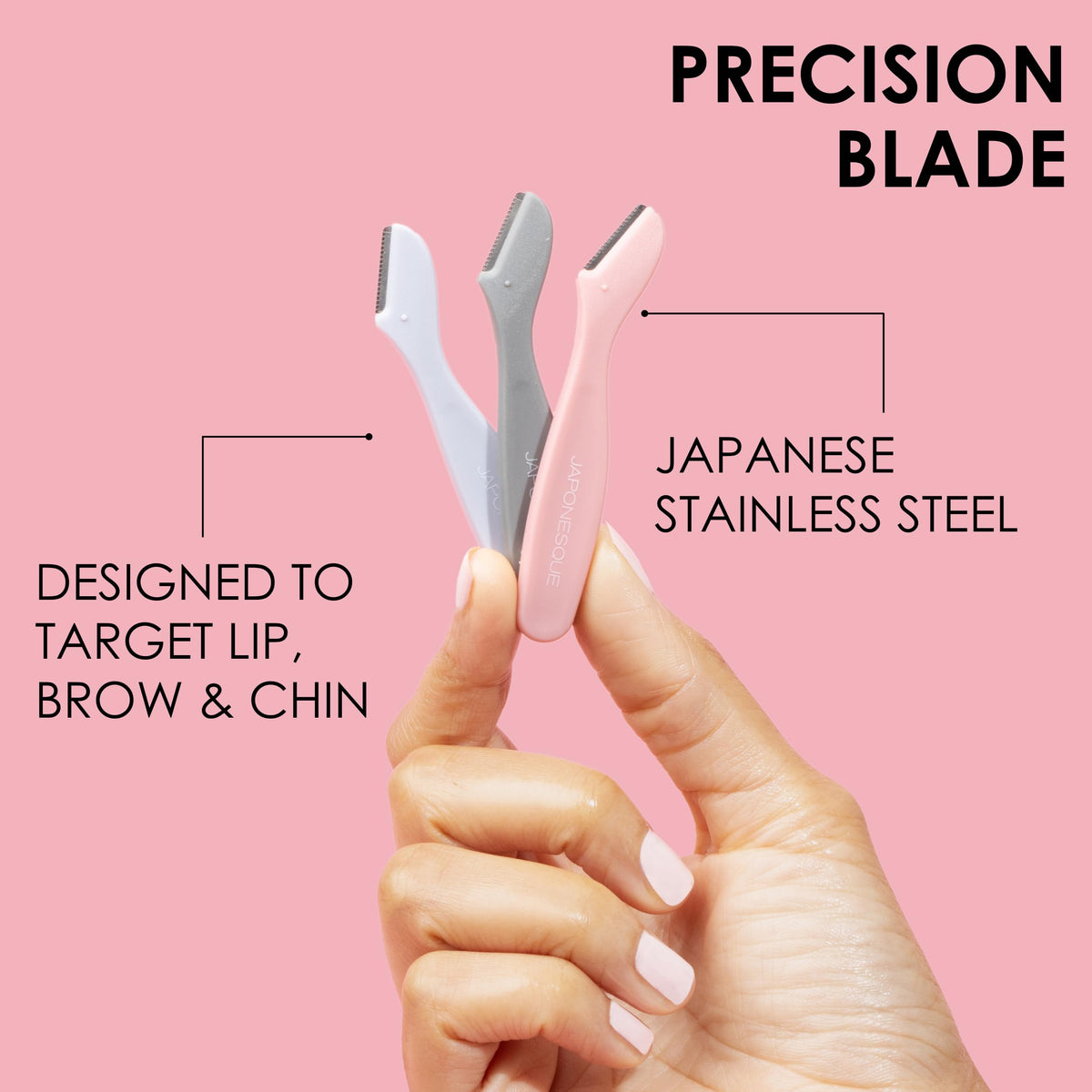 JAPONESQUE three mini razors tucked in a travel pouch for portability